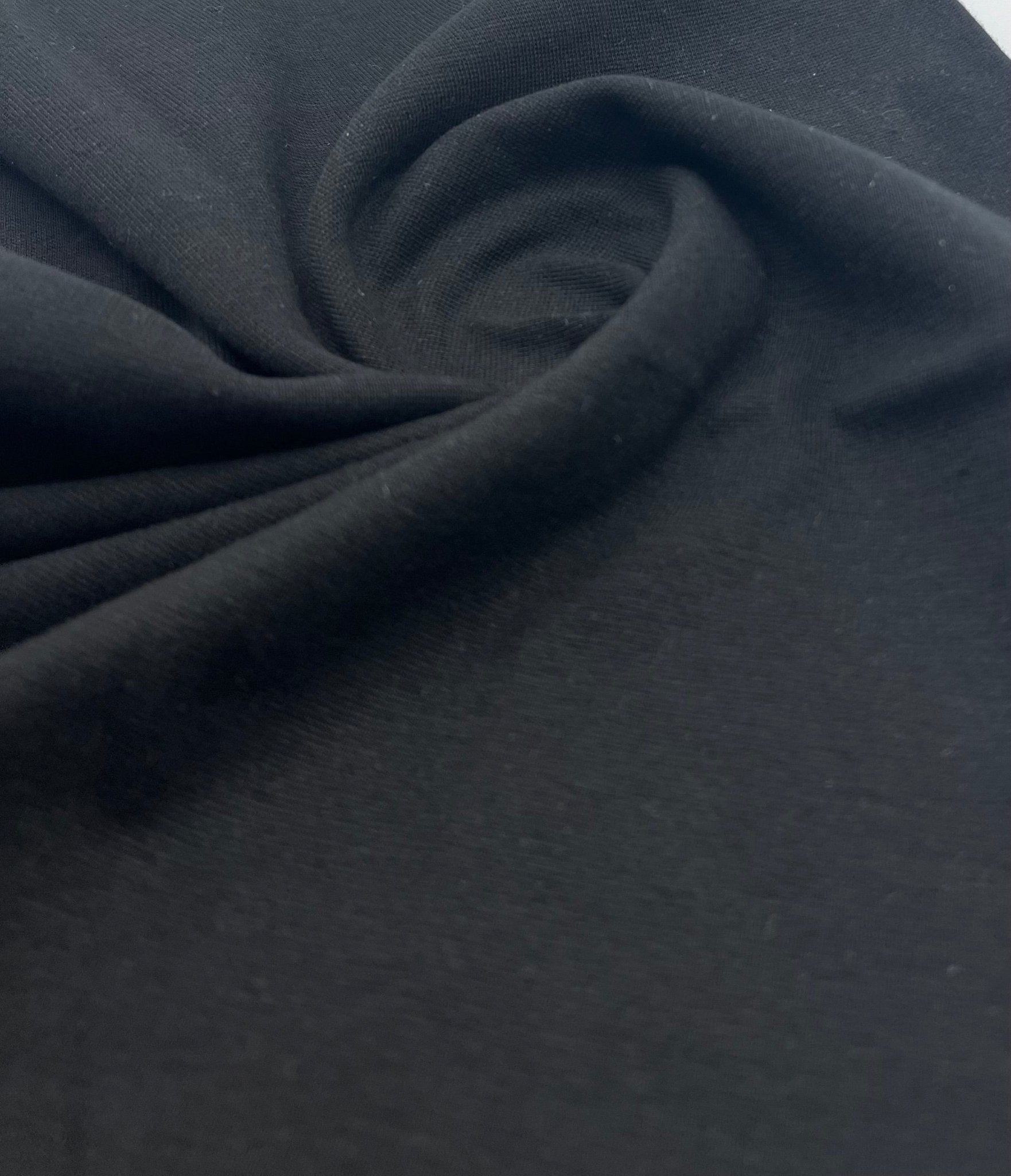 Black Jersey Cuffing Ribbing Fabric 270 GSM Cotton Knit 70cm Wide - T9 Fabrics